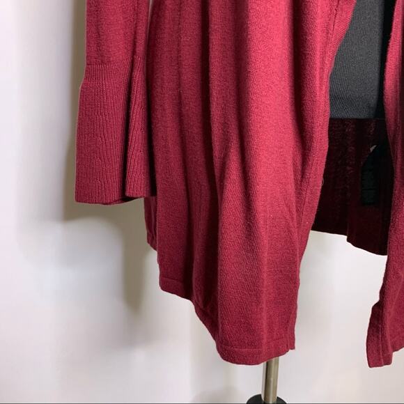 WHBM maroon open front waterfall bell sleeve cardigan size Extra Small XS - Picture 7 of 12